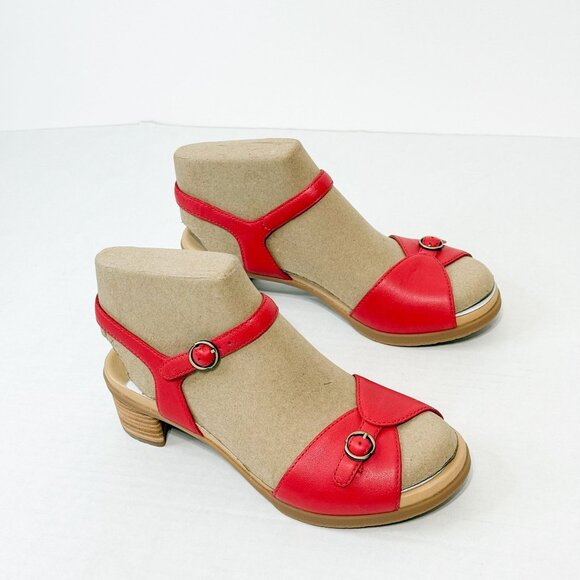 DANSKO NWB Sz 39 Red/Poppy Nappa Leather Tessie Comfort Sandals - Picture 7 of 10